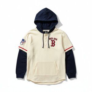 Boston Red Sox Layered Hoodie (Cream/Red/Navy, 125th Anniversary Patch)
